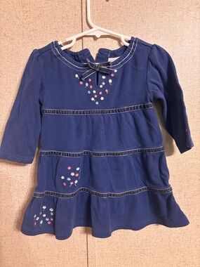 Wonder kids Navy Blue Floral Tiered Long-Sleeve Dress for baby girl 18 months